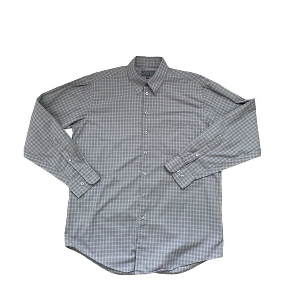 Perry Ellis Portfolio Long Sleeve Button Down Shirt Men's 15.5 34/35 Gray Check - Picture 6 of 10